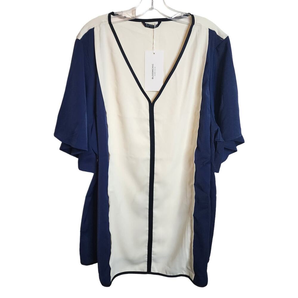 BloomChic Contrast Patchwork V Neck Ruffle Sleeve… - image 2